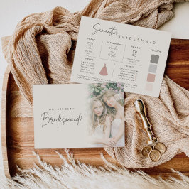 Convites Modern Elegant Bridesmaid Photo Information Card