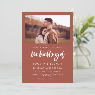 Convites Modern elegant burnt brick wedding photo