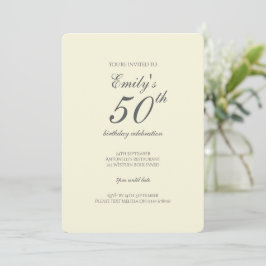 Convites Modern Elegant Cream 50th Birthday Party