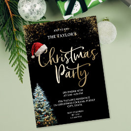 Convites Modern Elegant Glitter Christmas Tree Party