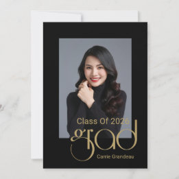 Convites Modern Elegant Gold Script Photo Graduation Party