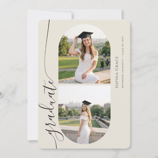 Convites Modern Elegant Grad Arch Photo Collage Graduation (Frente)