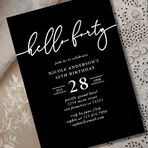 Convites Modern Elegant Hello Quarenta e quarenta Foto Aniv