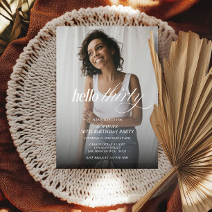 Convites Modern Elegant Hello Trinta Fotografias Script de 