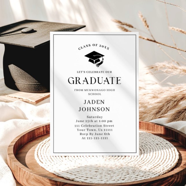 Convites Modern Elegant Minimalist Graduation Party (Criador carregado)