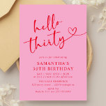 Convites Modern Elegant Pink Red Hello 30th Birthday Party<br><div class="desc">Celebrate your milestone with style using our Modern Elegant Pink and Red Hello 30th Birthday Party Invitation! Featuring a vibrant blend of pink and red hues, this chic and sophisticated design perfectly captures the excitement of turning 30. With sleek typography and modern accents, this invitation sets the tone for a...</div>