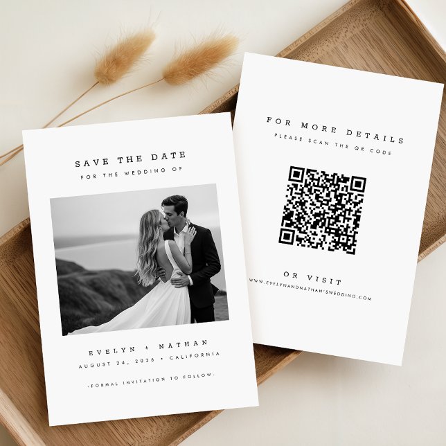 Convites Modern Elegant QR Code Wedding Photo Save The Date (Criador carregado)