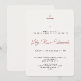 Convites Modern Elegant Rose Gold & Blk Baptism 