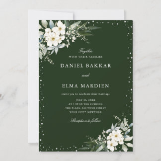 Convites Modern Elegant Sage Green Boho Floral Wedding