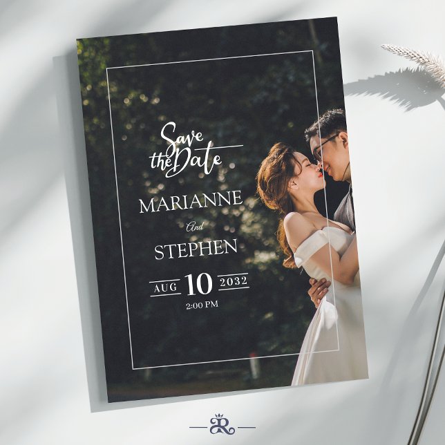 Convites Modern Elegant Script Custom Photo Wedding  (Criador carregado)