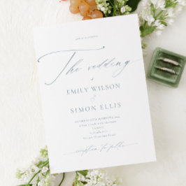 Convites Modern Elegant Script Dusty Blue Wedding