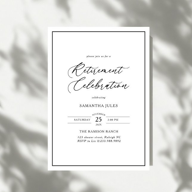 Convites Modern Elegant Script Retirement Celebration (Criador carregado)