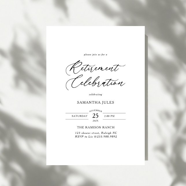 Convites Modern Elegant Script Retirement Celebration (Criador carregado)