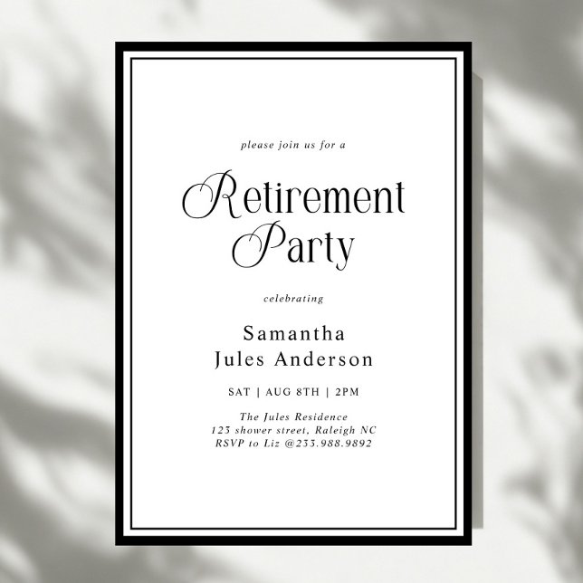 Convites Modern Elegant Script Retirement Party  (Criador carregado)