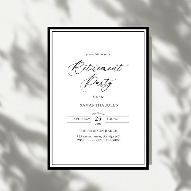 Convites Modern Elegant Script Retirement Party (Criador carregado)