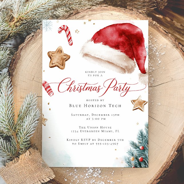 Convites Modern Elegant Watercolor Christmas Party (Criador carregado)