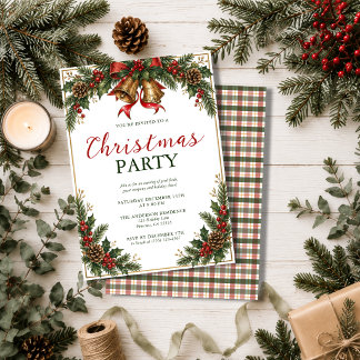 Convites Modern Elegant Watercolor Pine Christmas Party