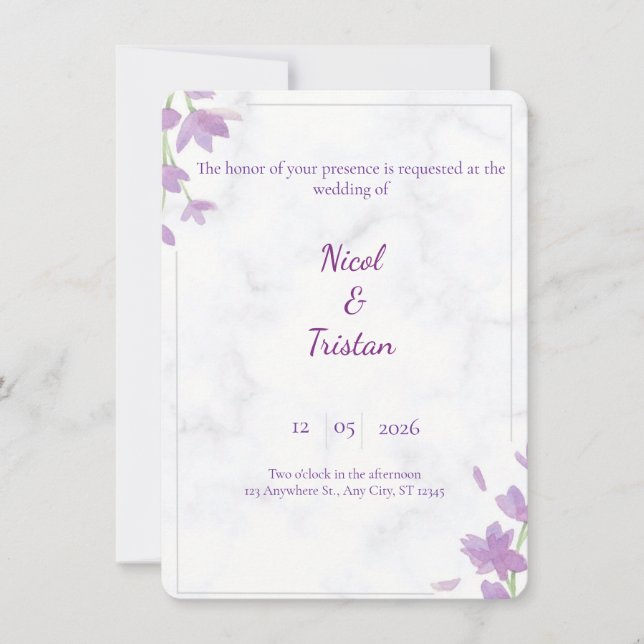 Convites Modern Elegant Wedding Invitation (Frente)