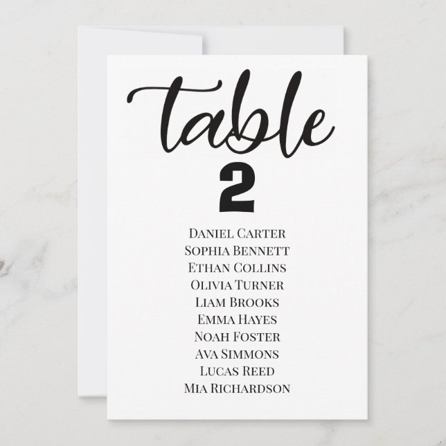 Convites Modern Elegant Wedding Table Numbers Seating Chart (Frente)