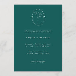 Convites Modern Emerald Botanical Monogram Wedding