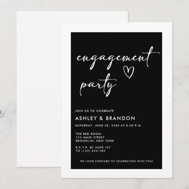 Convites Modern Engagement Party (Frente/Verso)