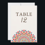 Convites Modern Ethnic Floral Mandala Wedding Table Number<br><div class="desc">Beautiful invitations and stationery for special occasions and festivals are available in both physical and digital formats. We can extend any design into matching items such as RSVP cards,  labels,  envelopes,  and more. Customization is available upon request. Looking forward to hearing from you!</div>