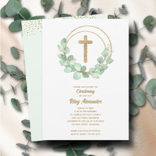 Convites Modern Eucalyptus Christening
