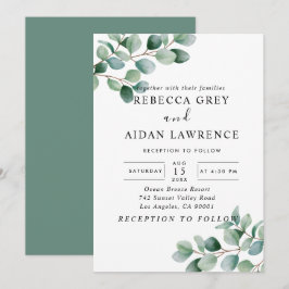 Convites Modern Eucalyptus Greenery Wedding