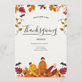 Convites Modern Fall Thanksgiving Dinner Invitation