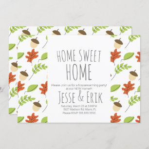 Convites Modern Fall Trees and Acorn Housearming Party