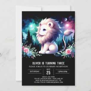 Convites Modern Fantasy Lion Birthday
