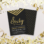 Convites Modern Faux Dourado Chevron 60ª Festa de aniversár<br><div class="desc">60.º Convite de aniversário moderno, com um elegante divisa geométrico e a palavra "60" em ouro falso contra fundo negro. A placa inclui um padrão correspondente do lado traseiro. Veja os itens correspondentes aqui http://www.zazzle.com/collections/modern_faux_gold_chevron_celebration_collection-119531050277382712?rf=238364477188679314 Personalize-o substituindo o texto do marcador de posição para adicionar suas informações. Para obter mais opções,...</div>