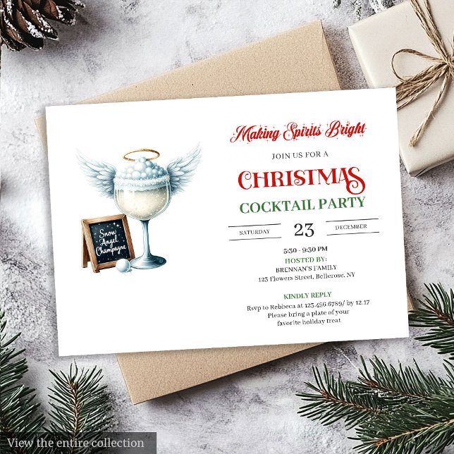 Convites Modern Festive Christmas Cocktails Party Invite (Modern Festive Christmas Cocktails Party Invite)