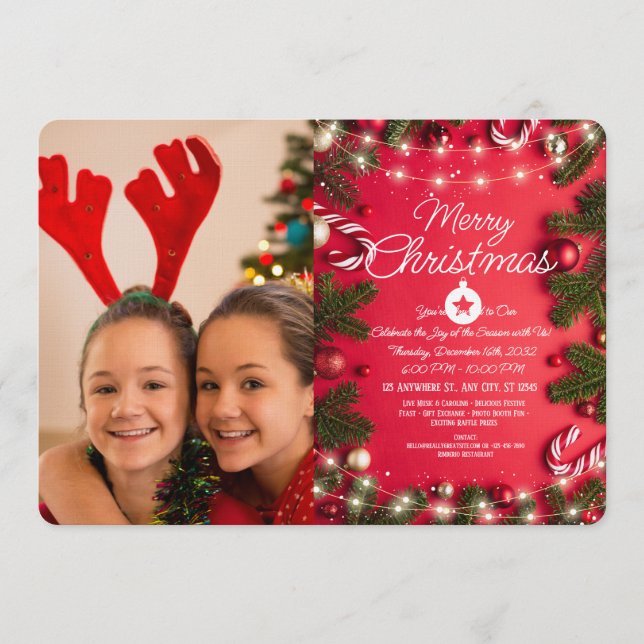 Convites Modern Festive Holiday Greeting (Frente)