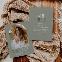 Convites Modern Fete Green Ela Fez Isso Graduação De Arcos 