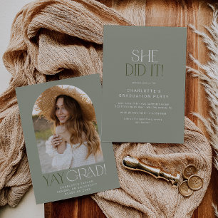 Convites Modern Fete Green Ela Fez Isso Graduação De Arcos 