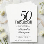 Convites Modern Fifty and Fabulous Bold 50th Birthday Party<br><div class="desc">Modern Minimal Fifty and Fabulous black modern 50th birthday invitation that you can personalize and send out for your fiftieth birthday party celebration. The words "Fifty and Fabulous" are set using trending bold font typography. . Text colors can be changed using the edit menu.</div>