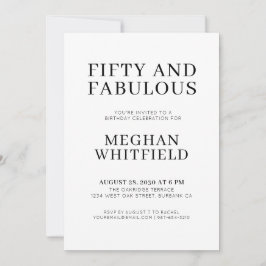 Convites Modern Fifty and Fabulous Bold 50th Birthday Party