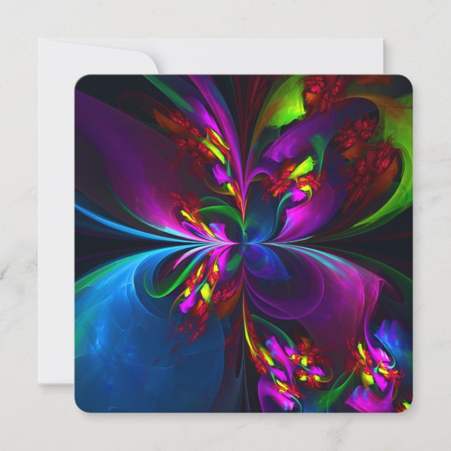 Convites Modern Floral Abstract Art Red Blue Pattern #15 (Frente)