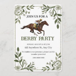 Convites Modern Floral Equestrian Derby Invitation