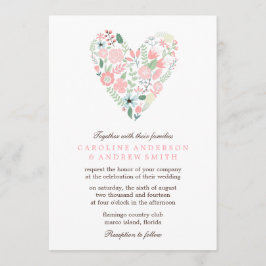 Convites Modern Floral Heart Wedding