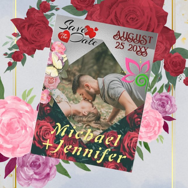 Convites Modern Floral Salve o Casamento Personalizado de F (Criador carregado)