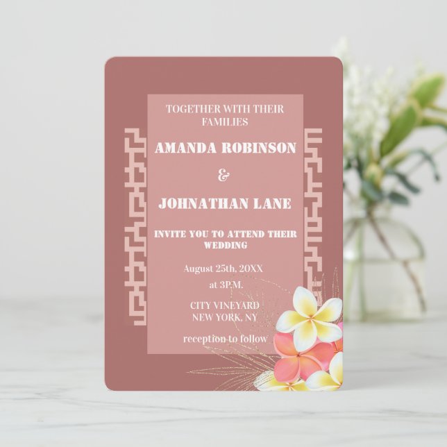 Convites Modern Floral Terracotta Wedding (Em pé/Frente)