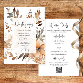 Convites Modern Floral Two Sided Wedding Invitation