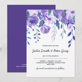 Convites Modern Floral Watercolor Violet Salvar A Data
