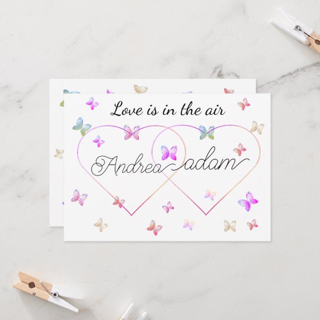 Convites modern flying butterflies heart invitation (Frente/Verso In Situ)