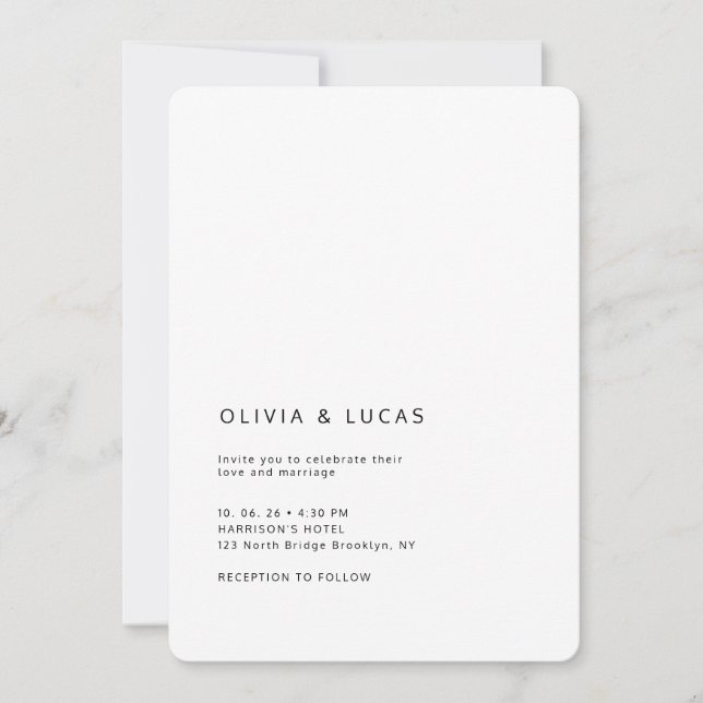 Convites Modern Formal Classic Wedding Invitation (Frente)