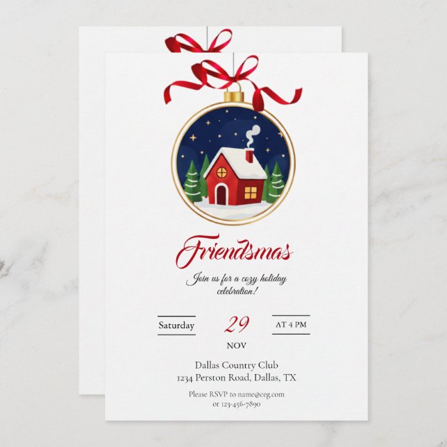 Convites Modern Friendsmas Holiday Party Invitation (Frente/Verso)