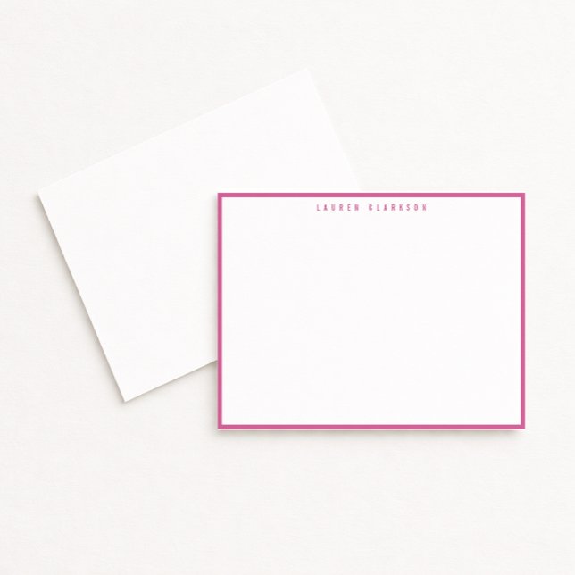 Convites Modern Fuchsia Pink Border Note Card (Criador carregado)
