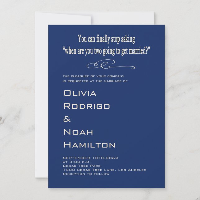 Convites Modern Funny Black White Wedding Invitation (Frente)